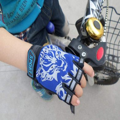 Перчатки велосипедные Sporty беспалые детские спортивные Wolf Blue