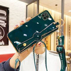 Чехол Luxury для Samsung Galaxy A12 2021 / A125 бампер с ремешком Green