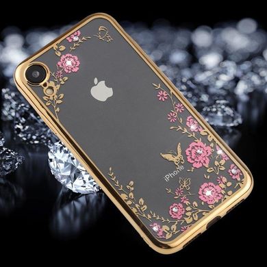 Чехол Luxury для Iphone XR бампер со стразами ультратонкий Gold