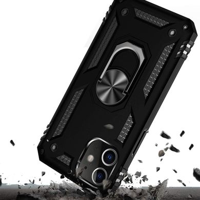 Чехол Shield для Iphone 12 бронированный Бампер с подставкой Black
