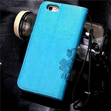 Чехол Clover для Iphone SE 2022 Книжка кожа PU с визитницей голубой