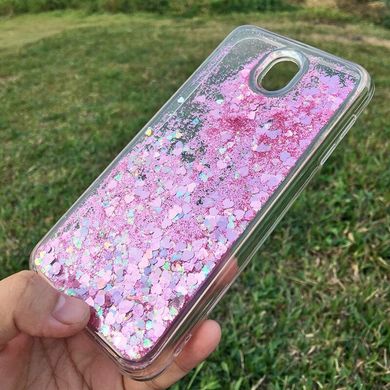 Чохол Glitter для Samsung Galaxy J5 2017 / J530 Бампер Рідкий блиск серце рожевий