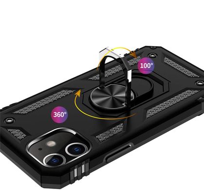 Чехол Shield для Iphone 12 бронированный Бампер с подставкой Black