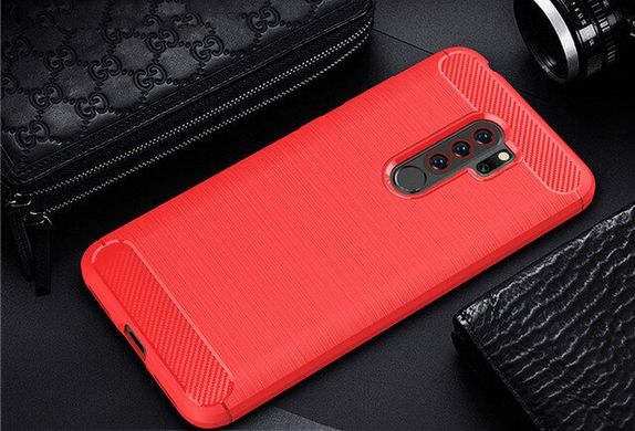 Чохол Carbon для Xiaomi Redmi Note 8 Pro бампер протиударний Red