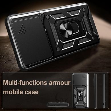 Чехол Hide Shield для ZTE Blade A35 бампер противоударный с подставкой кольцом Black