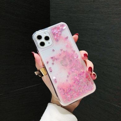 Чохол Glitter для Iphone 11 Pro бампер рідкий блиск Серце Рожевий