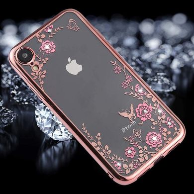 Чехол Luxury для Iphone XR бампер со стразами ультратонкий Rose-Gold