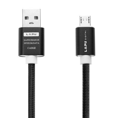 Кабель Lapu micro USB Андроид Шнур для Зарядки 1,5 метра нейлон Black