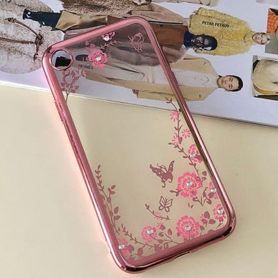 Чехол Luxury для Iphone XR бампер со стразами ультратонкий Rose-Gold