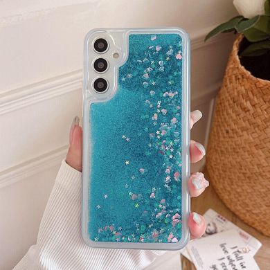 Чехол Glitter для Samsung Galaxy A34 / A346 бампер жидкий блеск синий