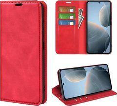 Чехол Taba Retro-Skin для Xiaomi Redmi 13 книжка с визитницей кожа PU красный