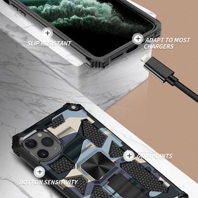 Чехол Military Shield для Iphone 15 Pro Max бампер противоударный с подставкой Navy-Blue