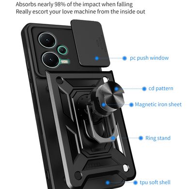 Чехол Hide Shield для Xiaomi Redmi Note 12 5G бампер противоударный с подставкой Black