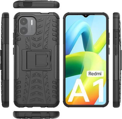 Чехол Armor для Xiaomi Redmi A1 Plus бампер противоударный с подставкой Black