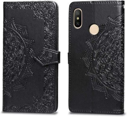 Чехол Vintage для Xiaomi Redmi Note 6 Pro книжка с визитницей кожа PU черный