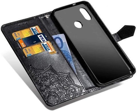Чехол Vintage для Xiaomi Redmi Note 6 Pro книжка с визитницей кожа PU черный