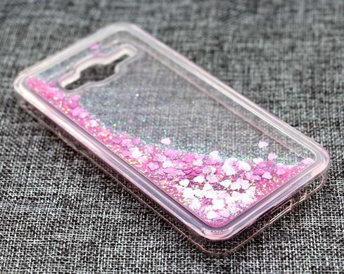 Чехол Glitter для Samsung J2 Prime / G532 Бампер Жидкий блеск Сердце Розовый