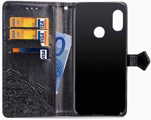 Чехол Vintage для Xiaomi Redmi Note 6 Pro книжка с визитницей кожа PU черный