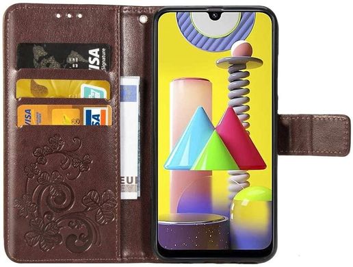 Чехол Clover для Samsung Galaxy M31 / M315 книжка с узором кожа PU коричневый