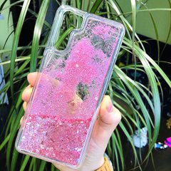 Чехол Glitter для OPPO A91 бампер жидкий блеск Сердце Розовый