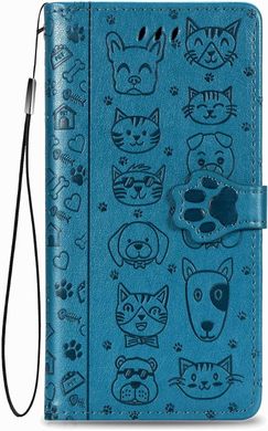 Чехол Embossed Cat and Dog для Xiaomi Redmi Note 12S книжка кожа PU с визитницей голубой