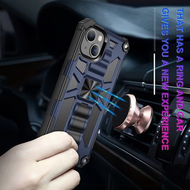 Чехол Shockproof Shield для Iphone 15 бампер противоударный с подставкой Blue