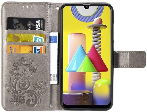 Чехол Clover для Samsung Galaxy M31 / M315 книжка с узором кожа PU серый