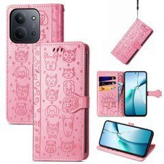Чехол Embossed Cat and Dog для Xiaomi Redmi 15C EU Version 173mm книжка кожа PU с визитницей розовый