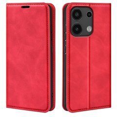 Чехол Taba Retro-Skin для Xiaomi Redmi Note 13 Pro 4G книжка с визитницей кожа PU красный