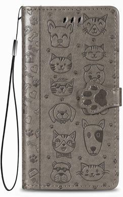 Чехол Embossed Cat and Dog для Xiaomi Redmi Note 12S книжка кожа PU с визитницей серый