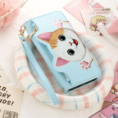 Чохол Kitty для iPhone 16 Pro Max книжка шкіра PU з візитницею блакитний