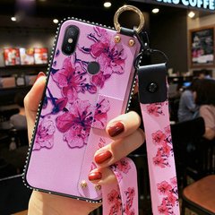 Чехол Lanyard для Xiaomi Mi Max 3 бампер с ремешком Rose