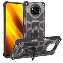 Чехол Military Shield для Xiaomi Poco X3 / X3 Pro бампер противоударный с подставкой Khaki