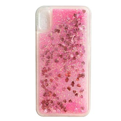 Чехол Glitter для Honor 8S бампер Жидкий блеск аквариум сердце розовый