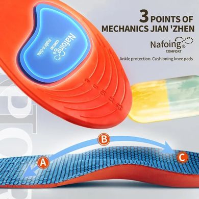 Стельки спортивные Nafoing для кроссовок и спортивной обуви амортизирующие дышащие Orange 45-46