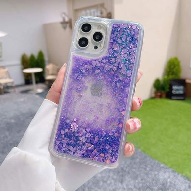 Чехол Glitter для Iphone 13 Pro бампер жидкий блеск фиолетовый