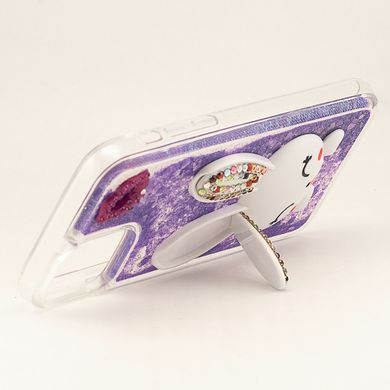 Чехол Glitter для Iphone 11 бампер жидкий блеск Заяц Фиолетовый