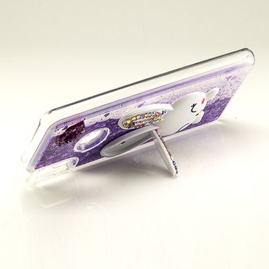 Чехол Glitter для Huawei P Smart Plus / INE-LX1 бампер Жидкий блеск аквариум Заяц Фиолетовый