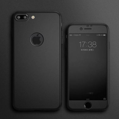 Чохол Dualhard 360 для Iphone 7 Plus / 8 Plus оригінальний з яблуком Бампер + скло в подарунок Black