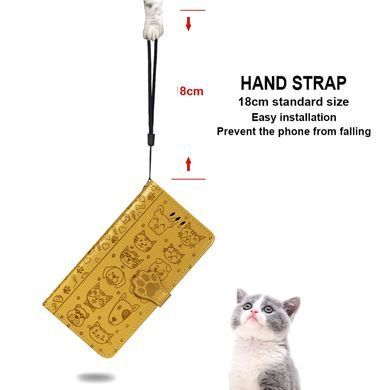 Чехол Embossed Cat and Dog для iPhone SE 2022 книжка кожа PU с визитницей желтый