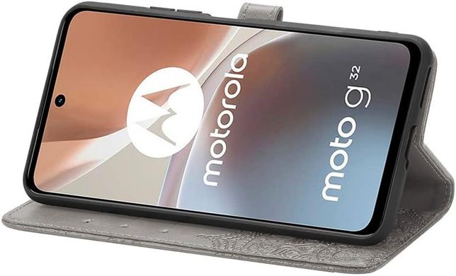 Чехол Vintage для Motorola Moto G32 книжка кожа PU с визитницей серый