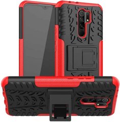Чехол Armor для Xiaomi Redmi 9 бампер противоударный с подставкой Red
