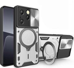 Чехол Magnetic Shield для Infinix Hot 40 Pro / X6837 бампер противоударный с подставкой кольцом Silver