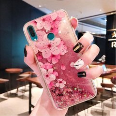 Чехол Glitter для Huawei Y6 2019 бампер Жидкий блеск аквариум Sakura