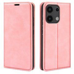 Чехол Taba Retro-Skin для Xiaomi Redmi Note 13 Pro 4G книжка с визитницей кожа PU розовый