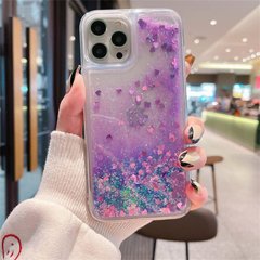 Чехол Glitter для Iphone 12 Pro Max бампер жидкий блеск фиолетовый