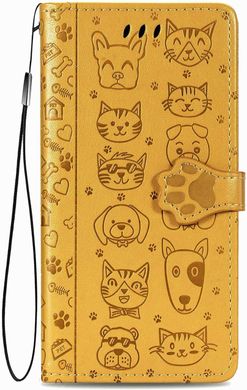 Чехол Embossed Cat and Dog для Xiaomi Redmi Note 12S книжка кожа PU с визитницей желтый