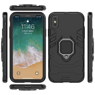 Чехол Iron Ring для Iphone XS Max бампер противоударный с подставкой Black