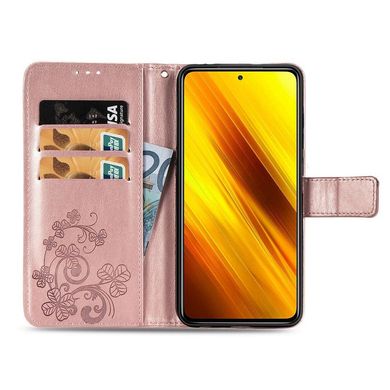 Чехол Clover для Xiaomi Poco X3 / X3 Pro книжка кожа PU с визитницей розовое золото