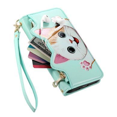 Чохол Kitty для iPhone 16 Pro Max книжка шкіра PU з візитницею м'ятний